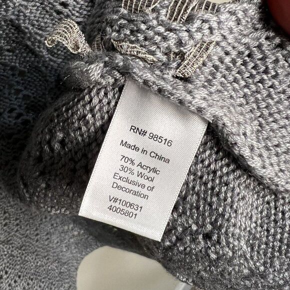 COLDWATER CREEK Gray Waterfall Cardigan Open Wool Chunky Sweater WOMENS Lg - Picture 8 of 10